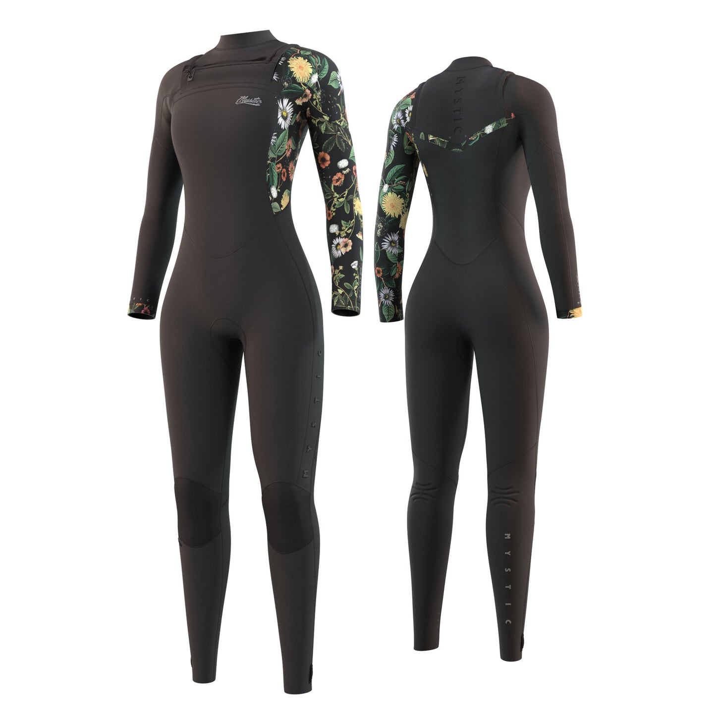 Mystic Womens Jayde 4/3mm Chest-Zip Wetsuit - Black