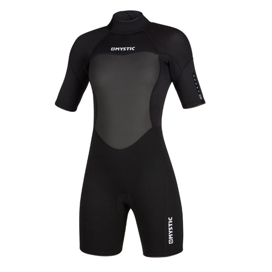  Mystic Womens Brand 3/2mm Back-Zip Flatlock Shorty Wetsuit - Black