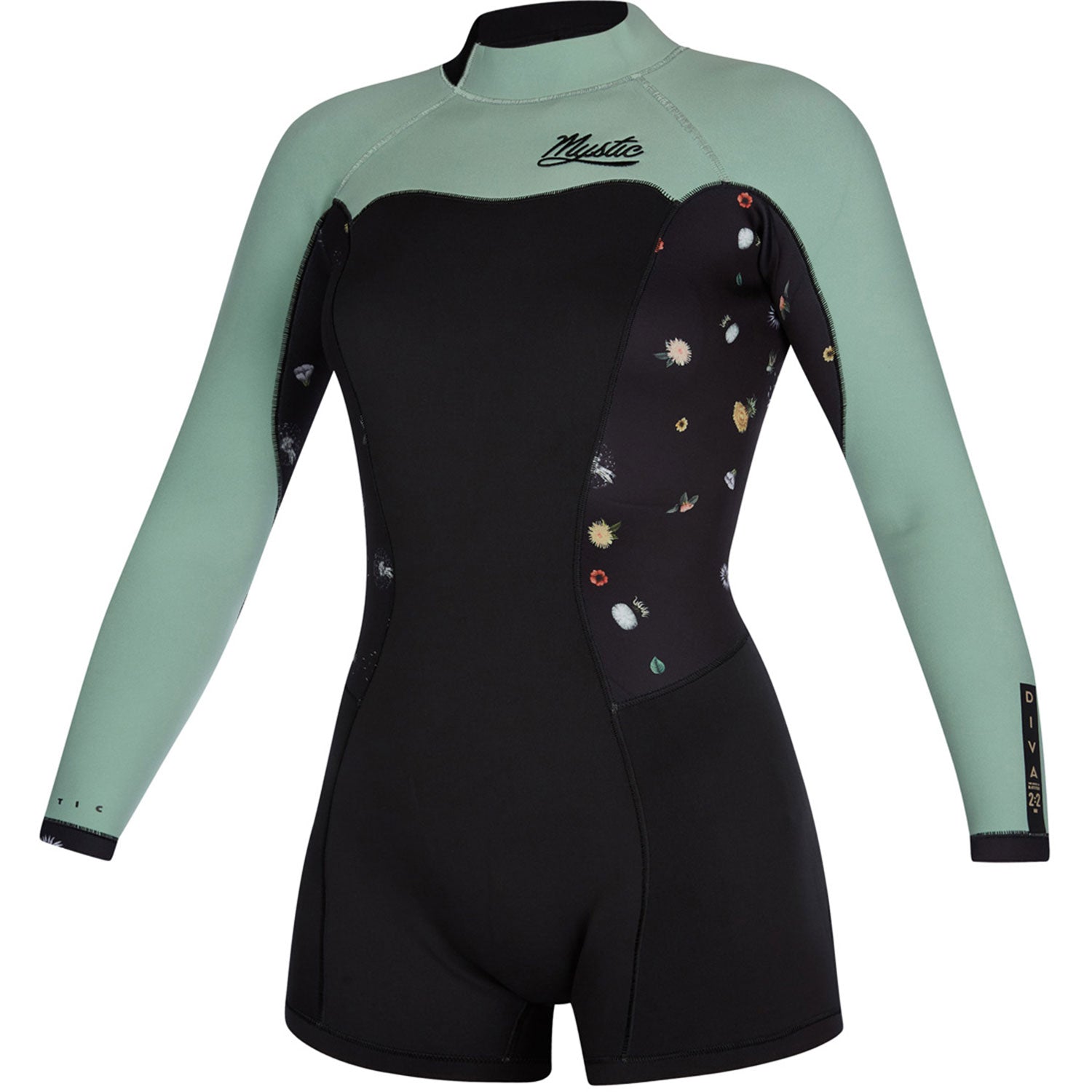  Mystic Womens Diva 2/2mm B-Zip Longarm Shorty Wetsuit - Black