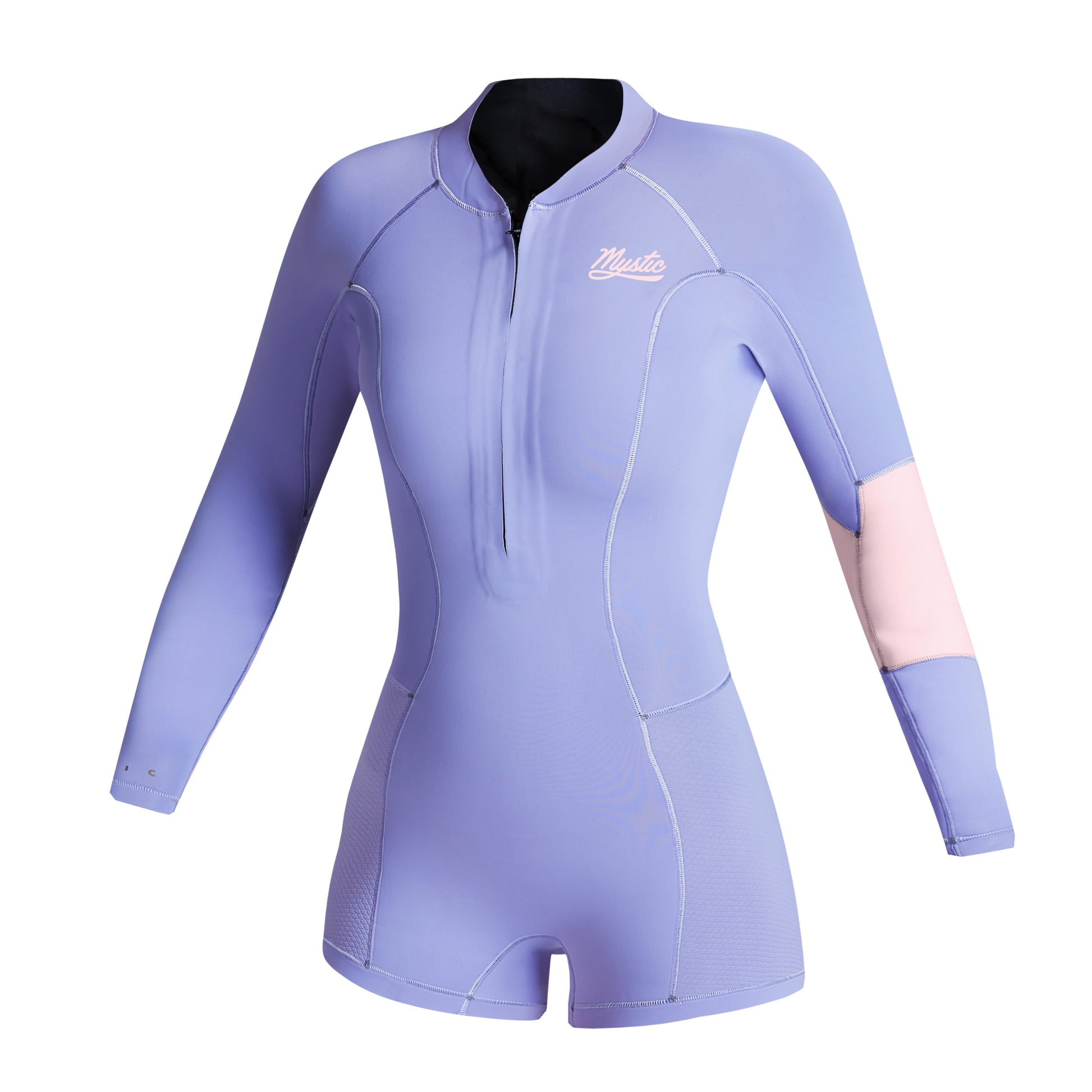  Mystic Womens Lunar 2/2mm Front-Zip Longarm Shorty Wetsuit - Pastel Lilac