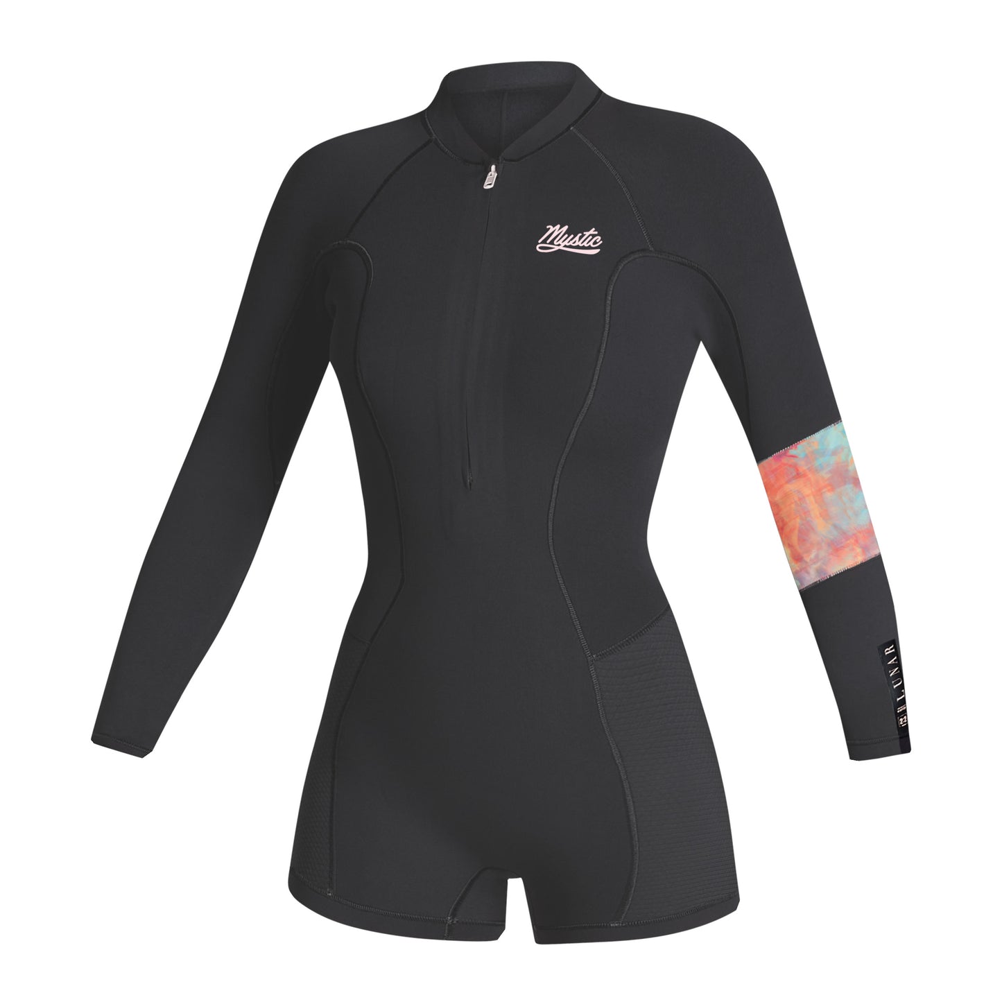  Mystic Womens Lunar 2/2mm Front-Zip Longarm Shorty Wetsuit - Dark Grey