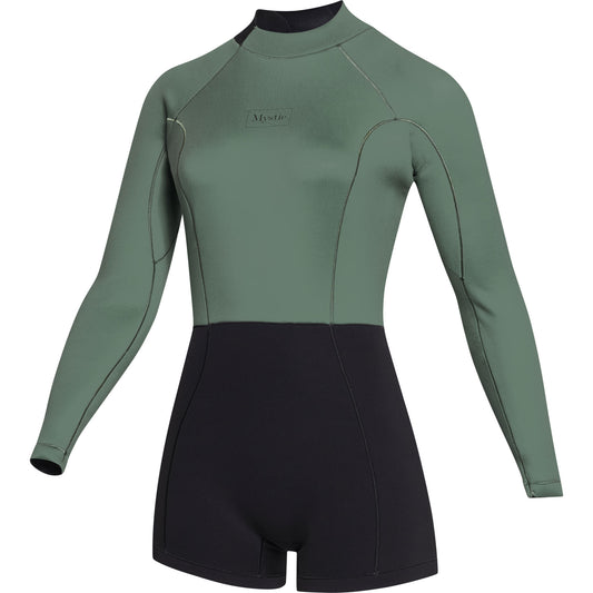  Mystic Womens Lunar 2/2mm Back-Zip Longarm Shorty Wetsuit - Sunset