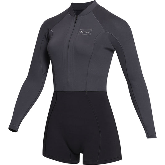  Mystic Womens Lunar 2/2mm Front-Zip Longarm Shorty Wetsuit - Black