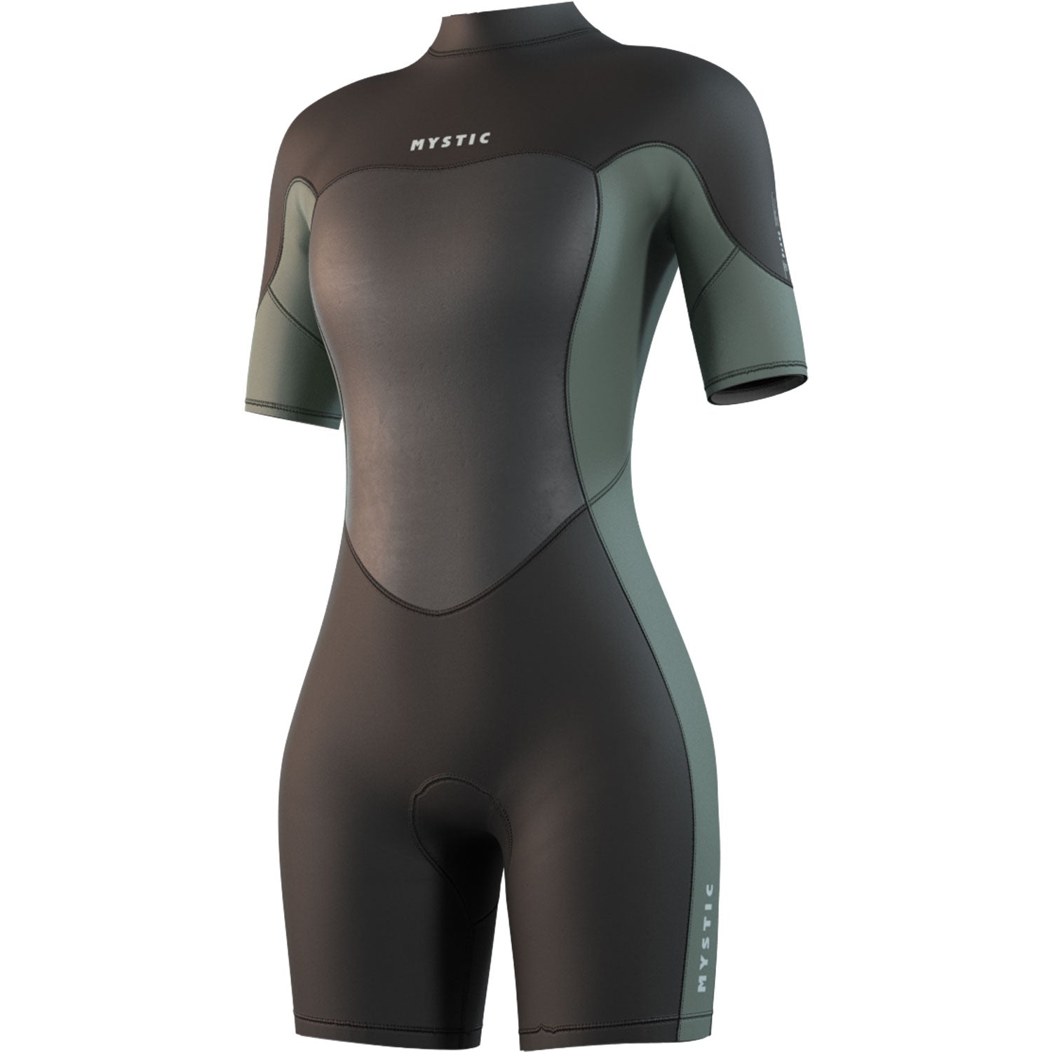  Mystic Womens Brand 3/2mm Back-Zip Shortty Wetsuit - Dark Olive