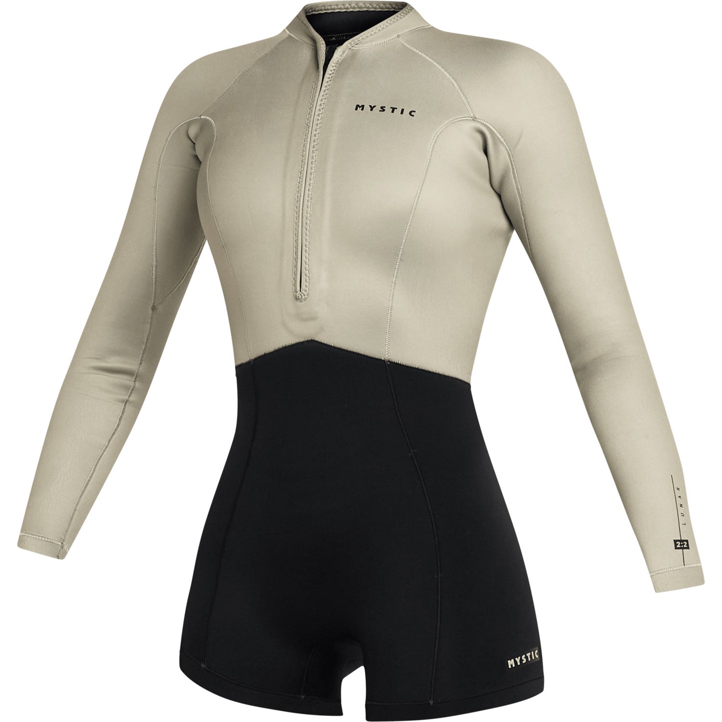 Mystic Womens Lunar 2/2mm Front-Zip Longarm Shorty Wetsuit - Dirty White