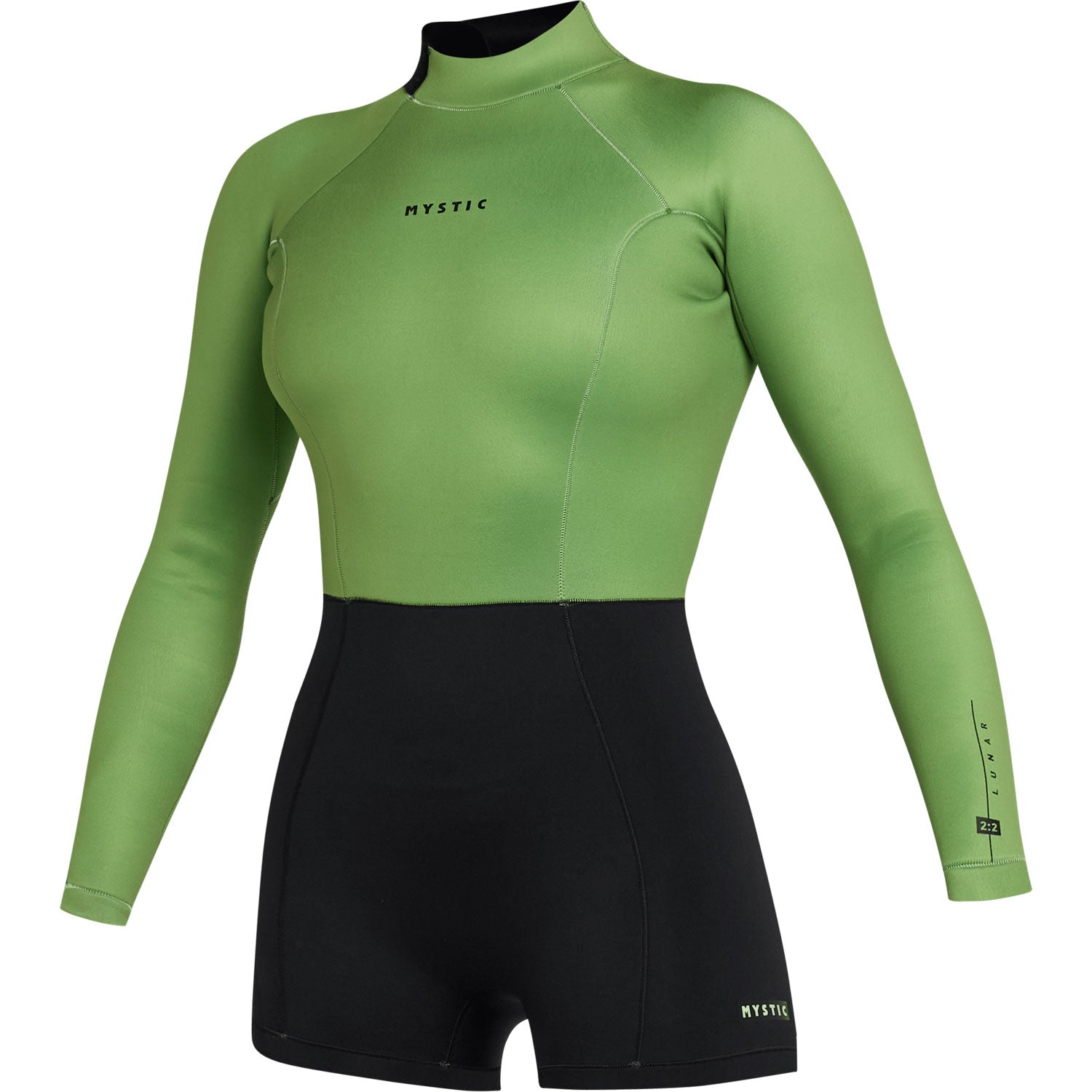  Mystic Womens Lunar 2/2mm Back-Zip Longarm Shorty Wetsuit - Soft Green